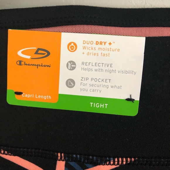 Champion duo dry capri leggings NWT reflective geometric zip pocket sz M - Picture 2 of 10
